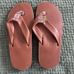 Rainbow USA Men’s Classic Leather Sandals • Double Layer • Size 8.5–9.5 • Cognac